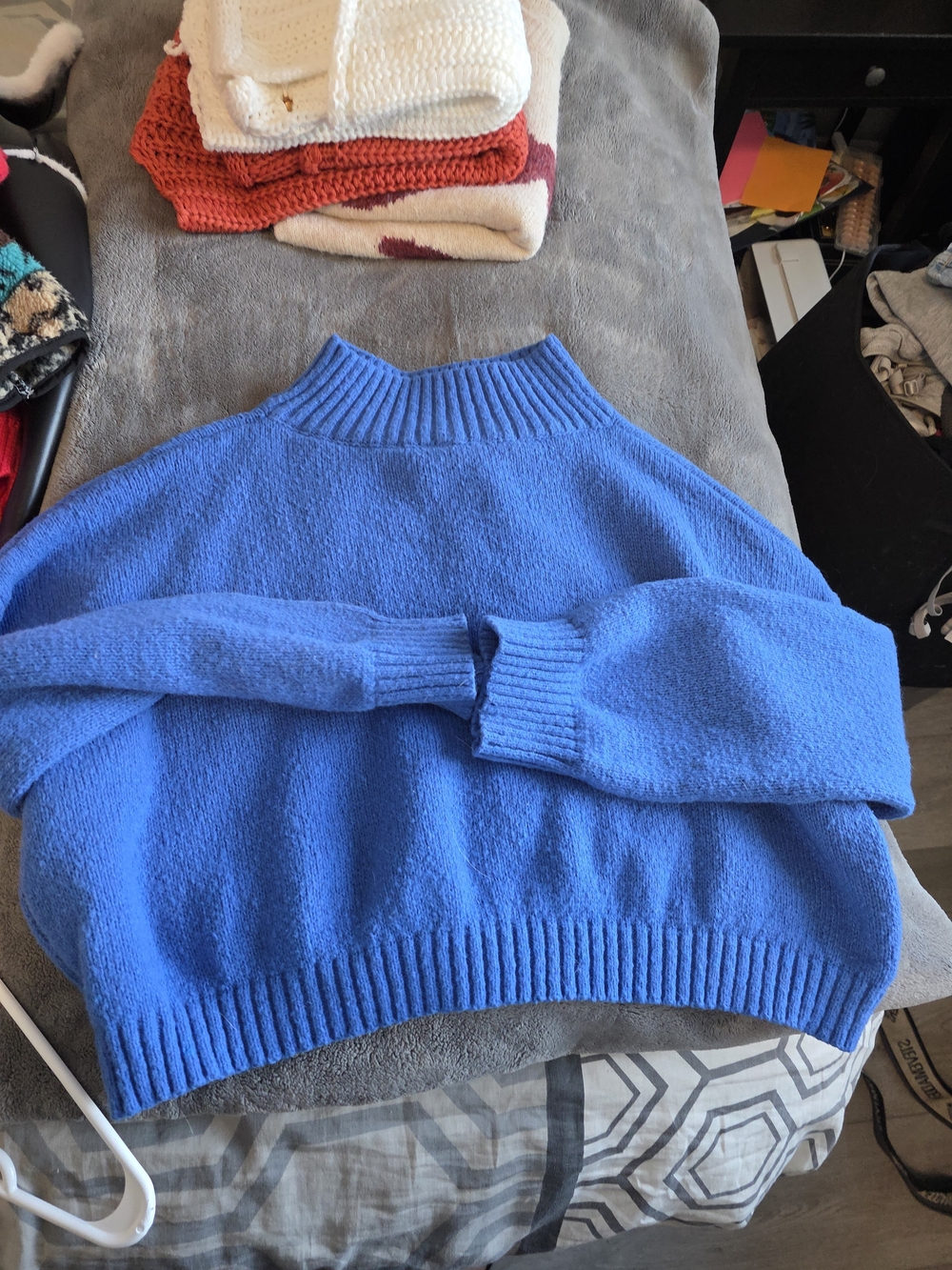 SHEIN Bright Blue Mock Neck Knit Sweater